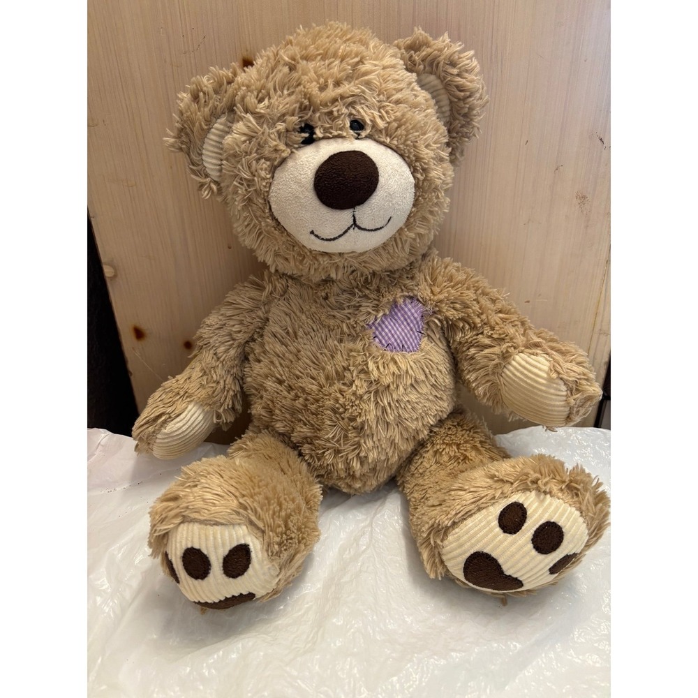 Build A Bear Workshop Patches Teddy Bear 15" Plush Tan Patchwork VTG Retired